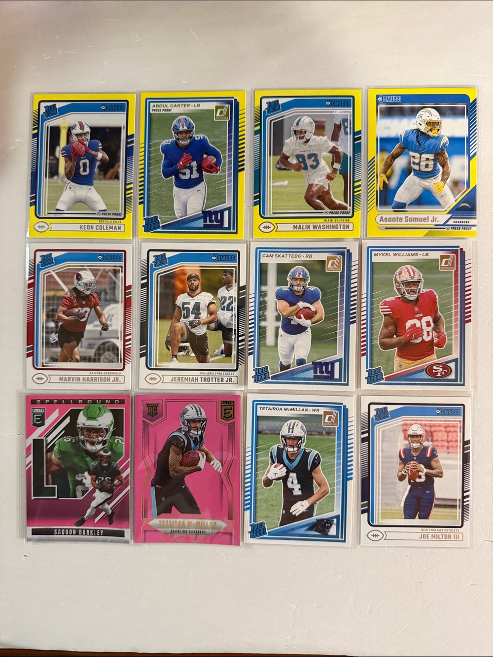 NFL Trading Card Lot - Blue, Yellow, Pink & White Designs
